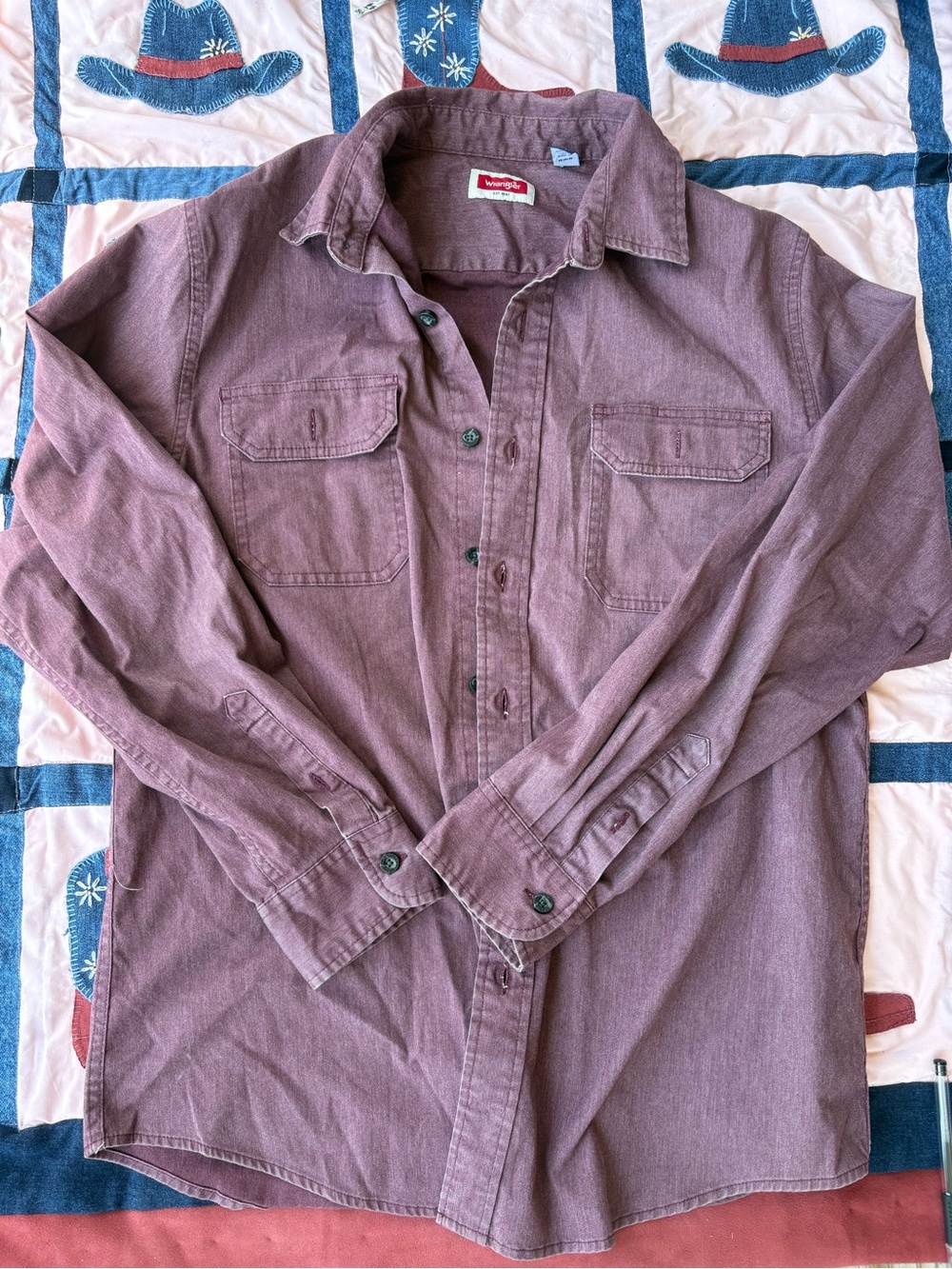 Wrangler Men's Corduroy Button-Down Shirt in Dusty Plum